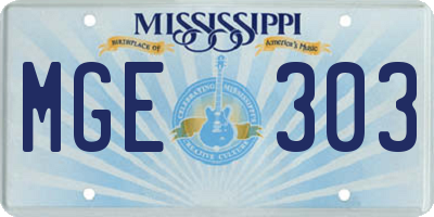 MS license plate MGE303