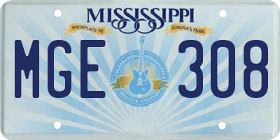 MS license plate MGE308