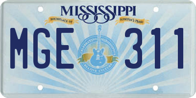 MS license plate MGE311