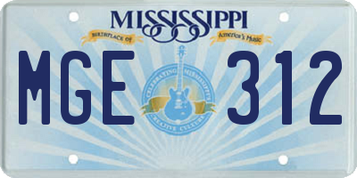 MS license plate MGE312