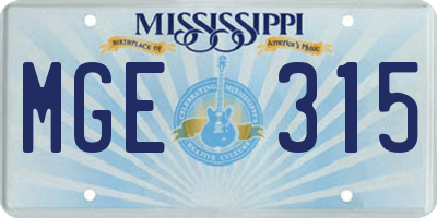 MS license plate MGE315