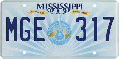 MS license plate MGE317