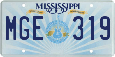 MS license plate MGE319