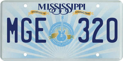 MS license plate MGE320