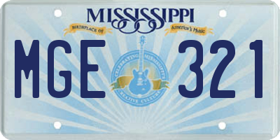 MS license plate MGE321