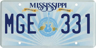 MS license plate MGE331