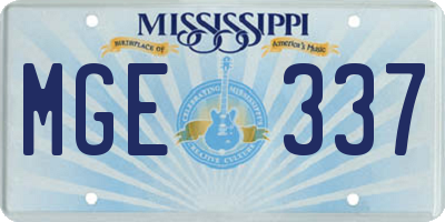 MS license plate MGE337