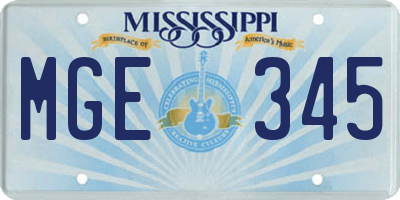 MS license plate MGE345