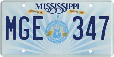 MS license plate MGE347