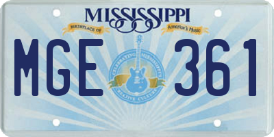 MS license plate MGE361