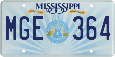 MS license plate MGE364