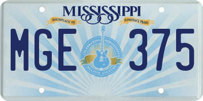MS license plate MGE375