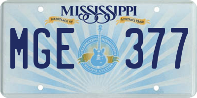MS license plate MGE377