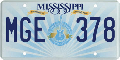 MS license plate MGE378