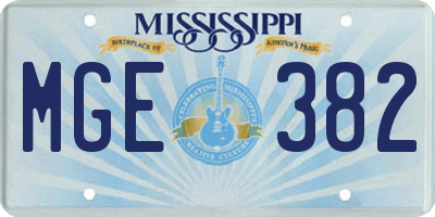 MS license plate MGE382