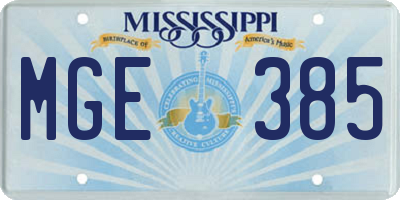 MS license plate MGE385
