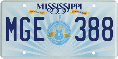 MS license plate MGE388