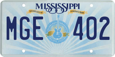 MS license plate MGE402