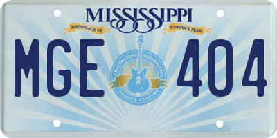 MS license plate MGE404