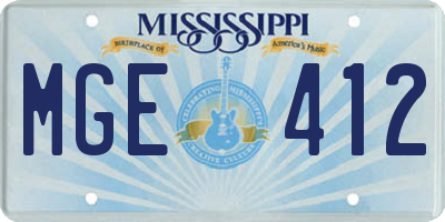 MS license plate MGE412