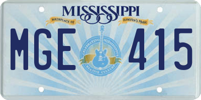 MS license plate MGE415