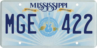 MS license plate MGE422