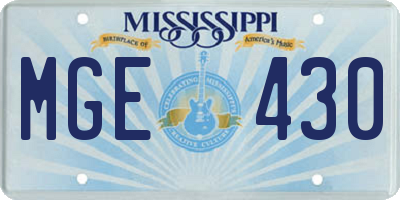 MS license plate MGE430