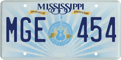 MS license plate MGE454