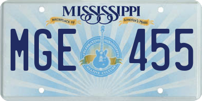 MS license plate MGE455