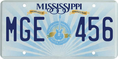 MS license plate MGE456