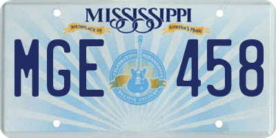 MS license plate MGE458