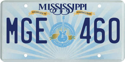 MS license plate MGE460
