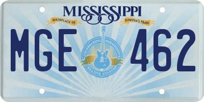MS license plate MGE462
