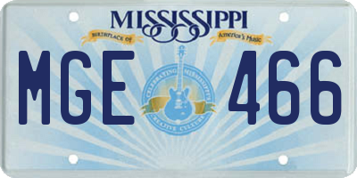 MS license plate MGE466