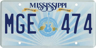 MS license plate MGE474