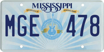 MS license plate MGE478