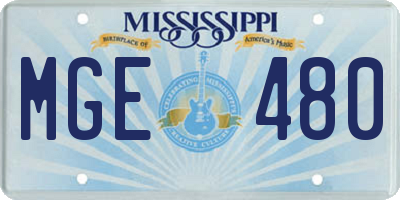MS license plate MGE480