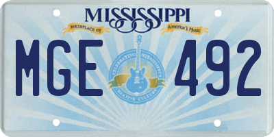 MS license plate MGE492