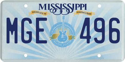 MS license plate MGE496