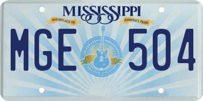 MS license plate MGE504