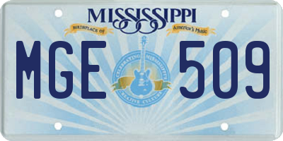 MS license plate MGE509