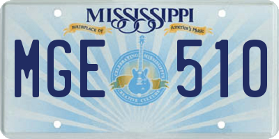 MS license plate MGE510