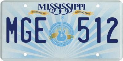 MS license plate MGE512