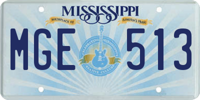 MS license plate MGE513