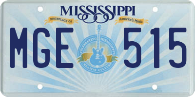 MS license plate MGE515