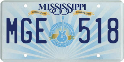 MS license plate MGE518