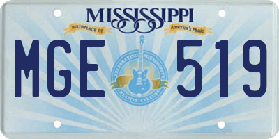 MS license plate MGE519