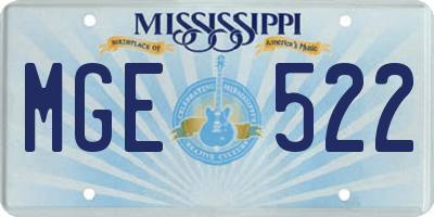 MS license plate MGE522