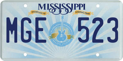MS license plate MGE523