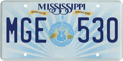 MS license plate MGE530